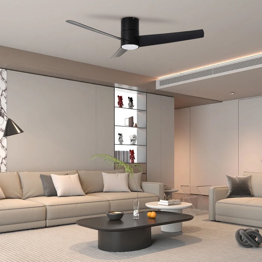 ZEVENTI - LED-Deckenventilator BARROSA LED/18W/230V 3000/4000/6000K Wi-Fi Tuya schwarz + Fernbedienung