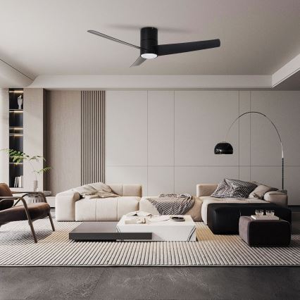 ZEVENTI - LED-Deckenventilator BARROSA LED/18W/230V 3000/4000/6000K Wi-Fi Tuya schwarz + Fernbedienung