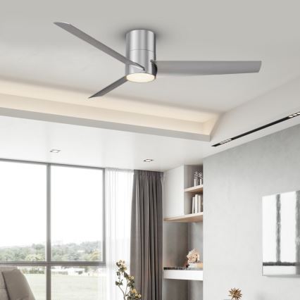 ZEVENTI - LED-Deckenventilator BARROSA LED/18W/230V 3000/4000/6000K Wi-Fi Tuya matt Chrom + Fernbedienung