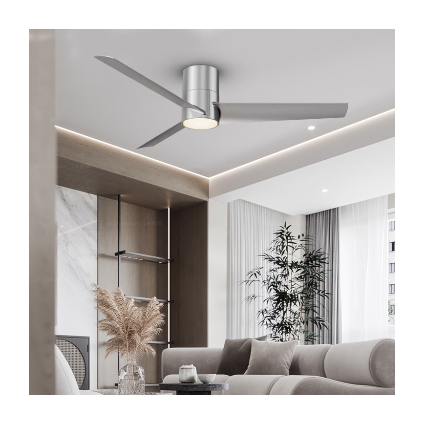 ZEVENTI - LED-Deckenventilator BARROSA LED/18W/230V 3000/4000/6000K Wi-Fi Tuya matt Chrom + Fernbedienung