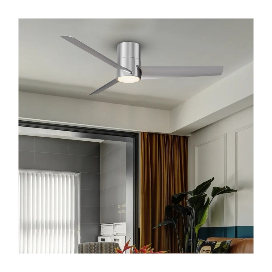 ZEVENTI - LED-Deckenventilator BARROSA LED/18W/230V 3000/4000/6000K Wi-Fi Tuya matt Chrom + Fernbedienung