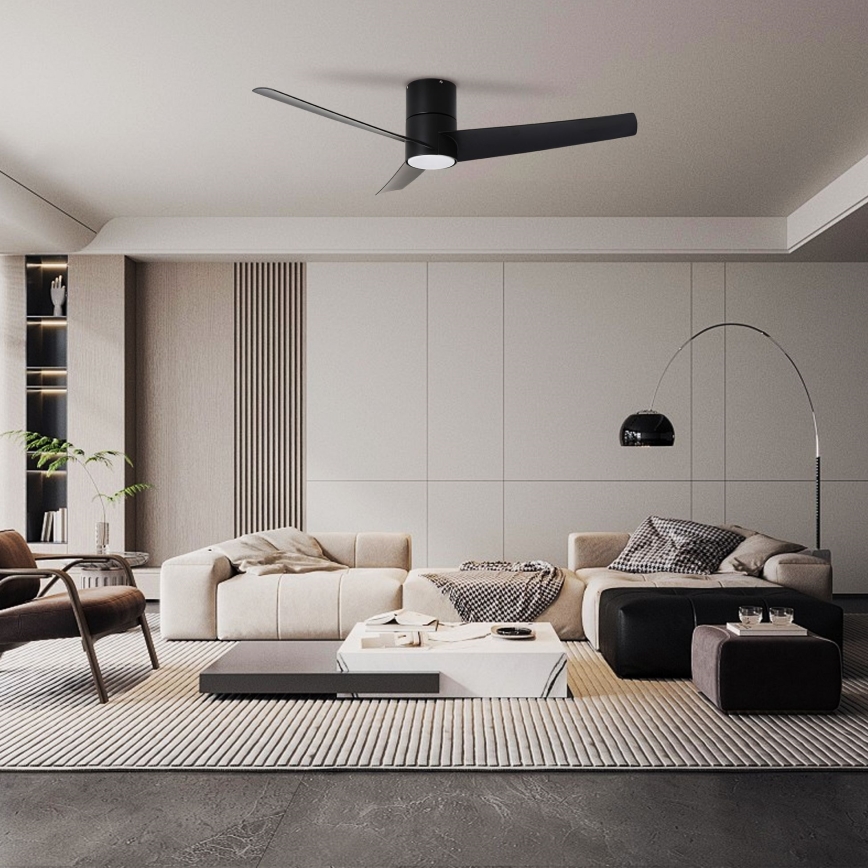 ZEVENTI - LED-Deckenventilator BARROSA LED/18W/230V 3000/4000/6000K Wi-Fi (Tuya) schwarz + Fernbedienung