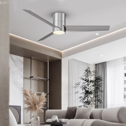 ZEVENTI - LED-Deckenventilator BARROSA LED/18W/230V 3000/4000/6000K Wi-Fi Tuya mattchrom + Fernbedienung