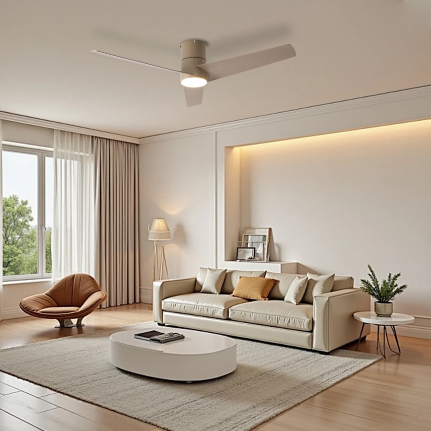 ZEVENTI - LED Deckenventilator BARROSA LED/18W/230V 3000/4000/6000K Wi-Fi Tuya beige + Fernbedienung