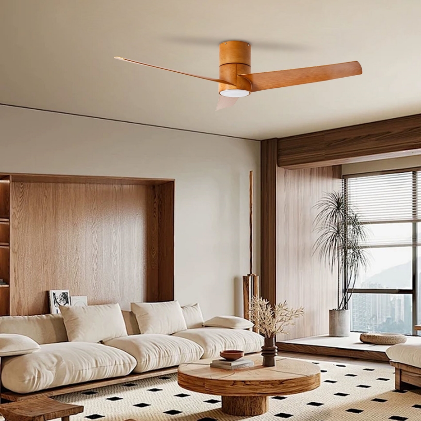 ZEVENTI - LED-Deckenventilator BARROSA LED/18W/230V 3000/4000/6000K Wi‑Fi (Tuya) braun + Fernbedienung