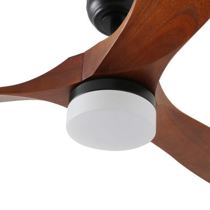 ZEVENTI - Dimmbarer LED-Deckenventilator GINOSA LED/18W/230V 3000-6000K Wi-Fi Tuya schwarz/Eiche + Fernbedienung