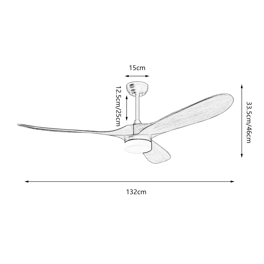 ZEVENTI - Dimmbarer LED-Deckenventilator GINOSA LED/18W/230V 3000-6000K Wi-Fi Tuya schwarz/Eiche + Fernbedienung