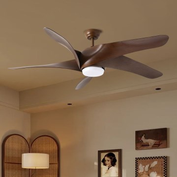 ZEVENTI - LED-Deckenventilator LUCCA LED/18W/230V 3000/4000/6000K Wi-Fi Tuya braun + Fernbedienung