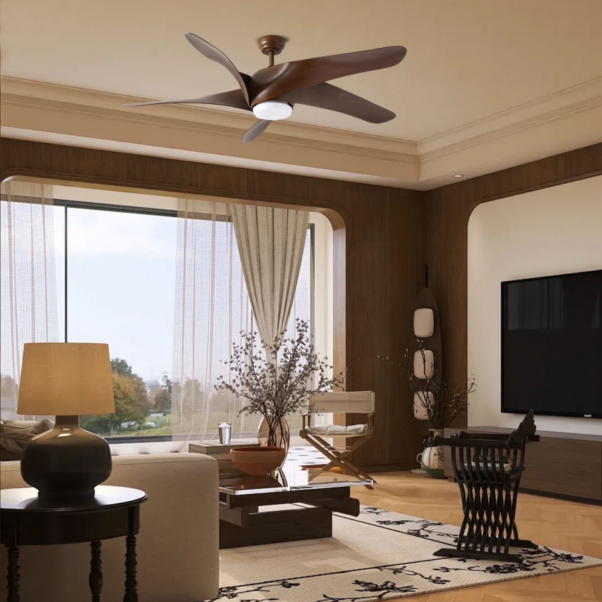 ZEVENTI - Dimmbarer LED-Deckenventilator LUCCA LED/18W/230V 3000-6000K Wi-Fi Tuya braun + Fernbedienung