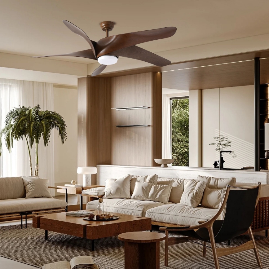 ZEVENTI - Dimmbarer LED-Deckenventilator LUCCA LED/18W/230V 3000-6000K Wi-Fi Tuya braun + Fernbedienung