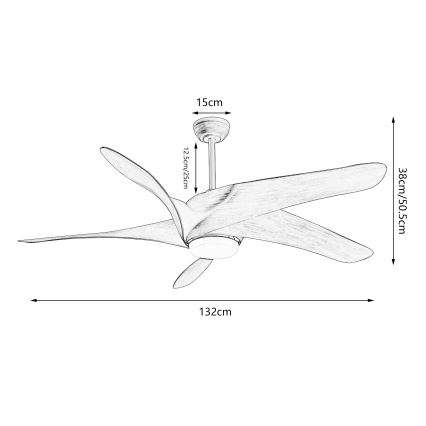 ZEVENTI - Dimmbarer LED-Deckenventilator LUCCA LED/18W/230V 3000-6000K Wi-Fi Tuya braun + Fernbedienung