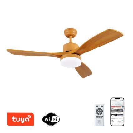 ZEVENTI - Dimmbarer LED-Deckenventilator MARE LED/24W/230V 3000-6000K Wi-Fi Tuya Eiche + Fernbedienung