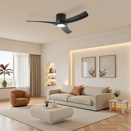 ZEVENTI - LED-dimmbarer Deckenventilator ORBITO LED/24W/230V 3000/4000/6000K Wi-Fi Tuya schwarz + Fernbedienung