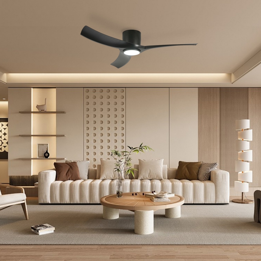 ZEVENTI - LED-dimmbarer Deckenventilator ORBITO LED/24W/230V 3000/4000/6000K Wi-Fi Tuya schwarz + Fernbedienung