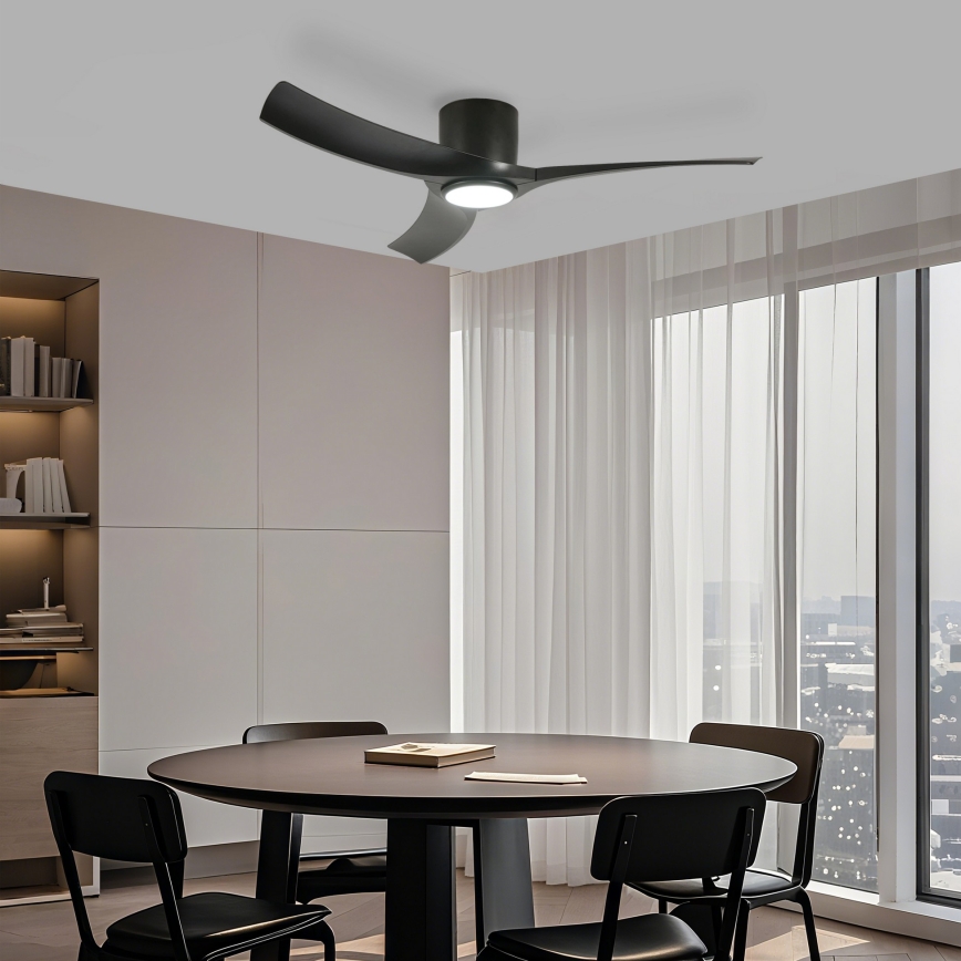 ZEVENTI - LED-dimmbarer Deckenventilator ORBITO LED/24W/230V 3000/4000/6000K Wi-Fi Tuya schwarz + Fernbedienung