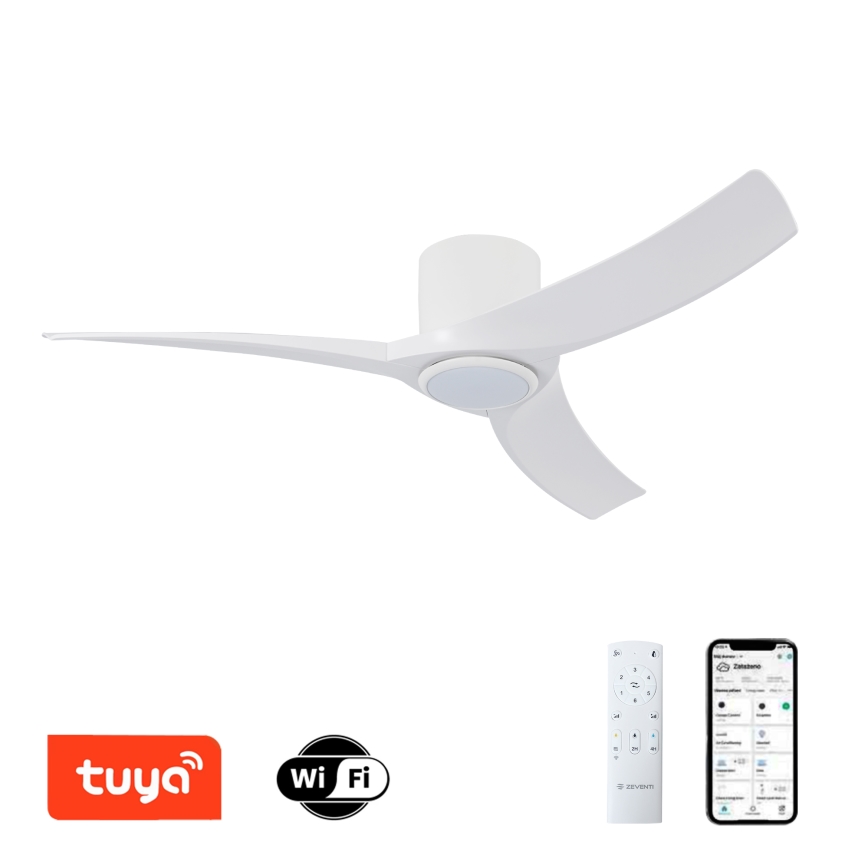 ZEVENTI - LED-dimmbarer Deckenventilator ORBITO LED/24W/230V 3000/4000/6000K Wi-Fi Tuya weiß + Fernbedienung
