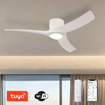 ZEVENTI - LED-dimmbarer Deckenventilator ORBITO LED/24W/230V 3000/4000/6000K Wi-Fi Tuya weiß + Fernbedienung
