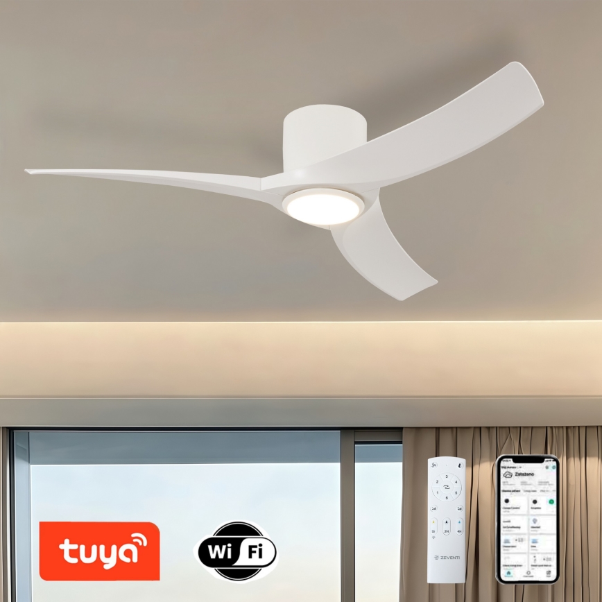 ZEVENTI - LED-dimmbarer Deckenventilator ORBITO LED/24W/230V 3000/4000/6000K Wi-Fi Tuya weiß + Fernbedienung