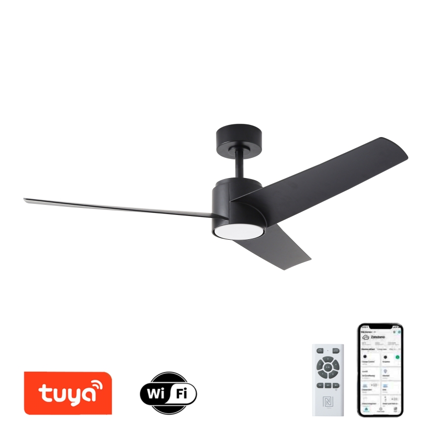ZEVENTI - Dimmbarer LED-Deckenventilator ORVIETO LED/18W/230V 3000-6000K Wi-Fi Tuya schwarz + Fernbedienung