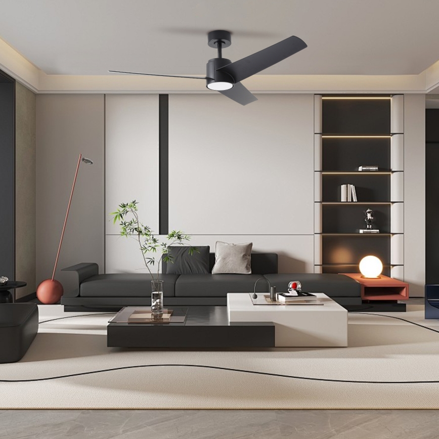 ZEVENTI - Dimmbarer LED-Deckenventilator ORVIETO LED/18W/230V 3000-6000K Wi-Fi Tuya schwarz + Fernbedienung