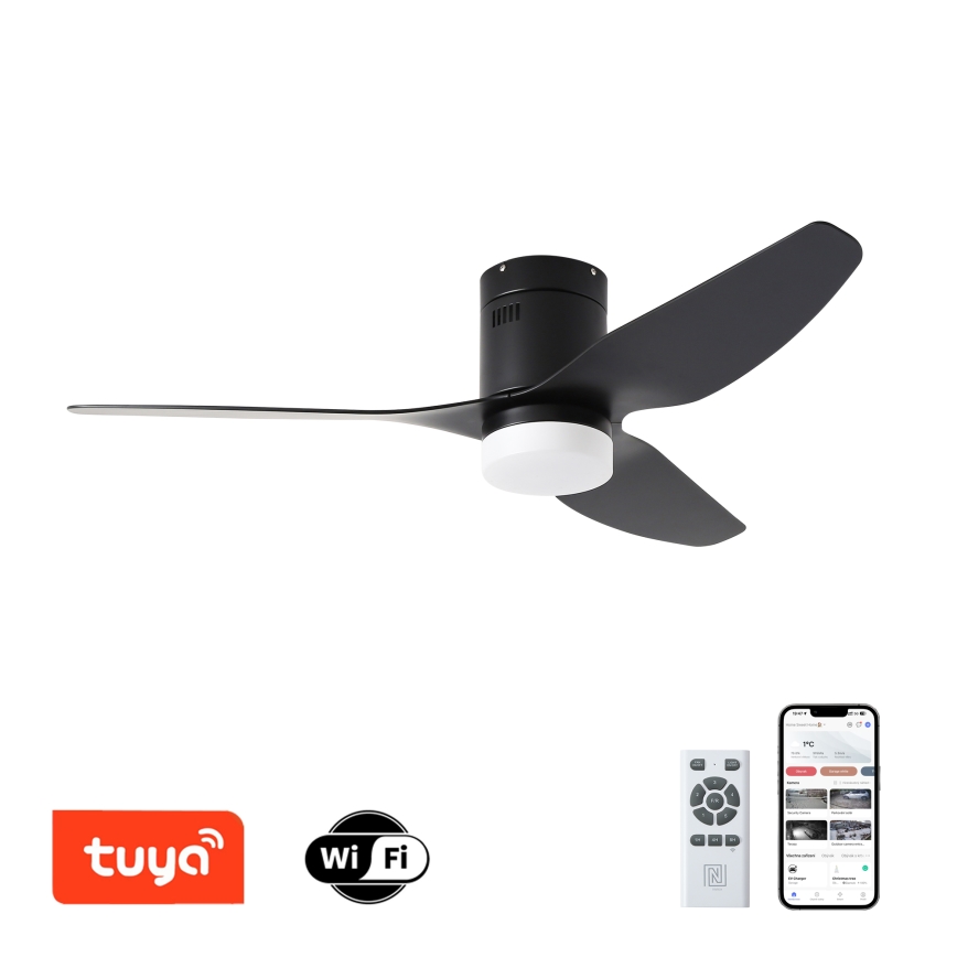 ZEVENTI - Dimmbarer LED-Deckenventilator PADUA LED/18W/230V 3000-6000K Wi-Fi Tuya schwarz + Fernbedienung