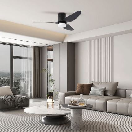 ZEVENTI - Dimmbarer LED-Deckenventilator PADUA LED/18W/230V 3000-6000K Wi-Fi Tuya schwarz + Fernbedienung