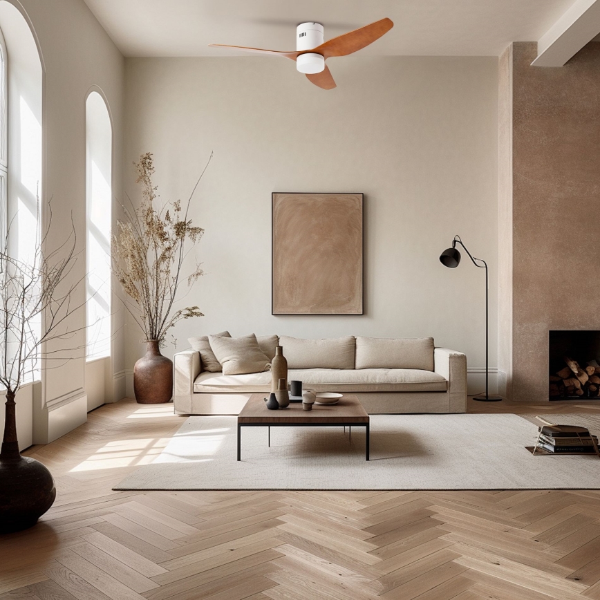 ZEVENTI - Dimmbarer LED-Deckenventilator PADUA LED/18W/230V 3000-6000K Wi-Fi Tuya weiß/braun + Fernbedienung