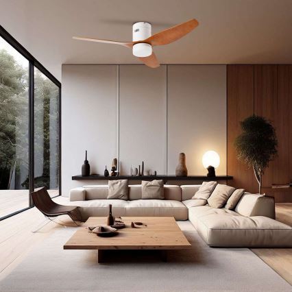 ZEVENTI - Dimmbarer LED-Deckenventilator PADUA LED/18W/230V 3000-6000K Wi-Fi Tuya weiß/braun + Fernbedienung