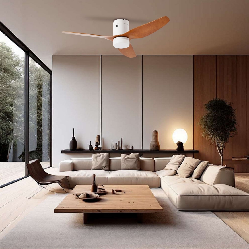 ZEVENTI - Dimmbarer LED-Deckenventilator PADUA LED/18W/230V 3000-6000K Wi-Fi Tuya weiß/braun + Fernbedienung