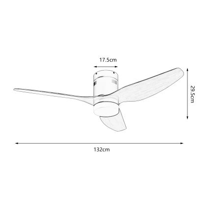ZEVENTI - Dimmbarer LED-Deckenventilator PADUA LED/18W/230V 3000-6000K Wi-Fi Tuya weiß/braun + Fernbedienung