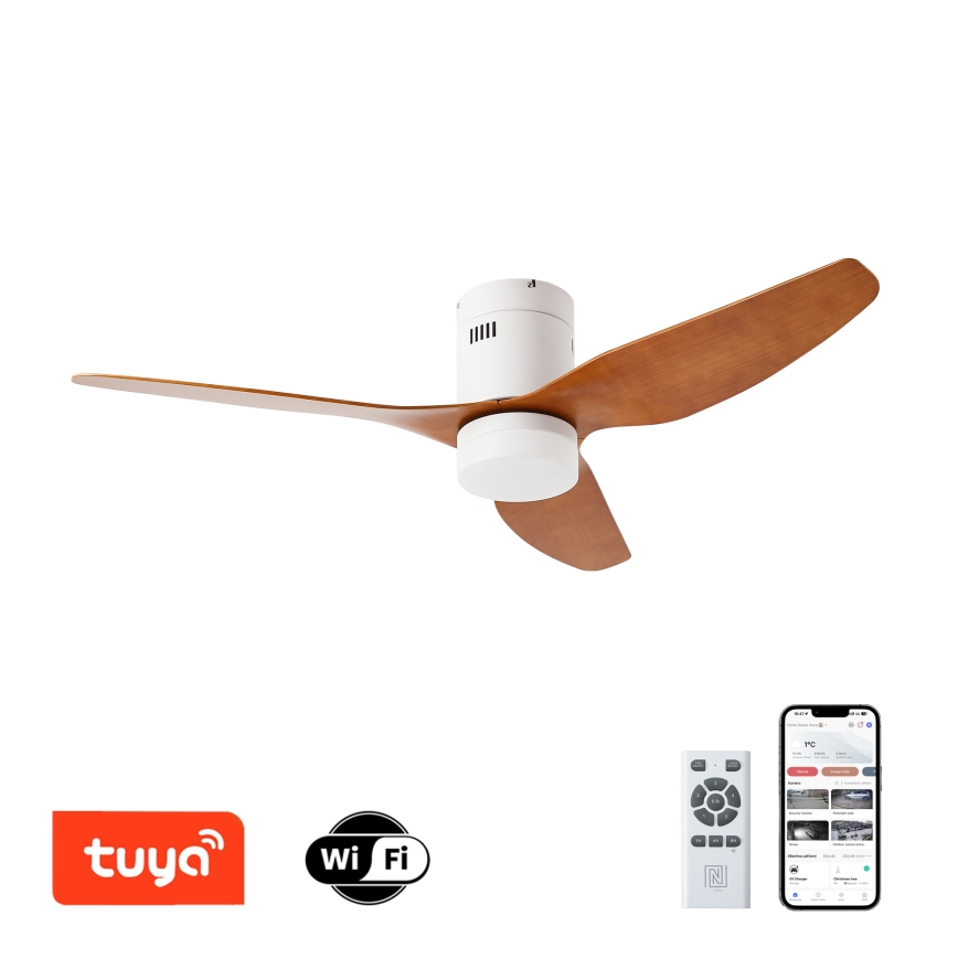 ZEVENTI - LED-Deckenventilator PADUA LED/18W/230V 3000/4000/6000K Wi-Fi Tuya weiß/braun + Fernbedienung