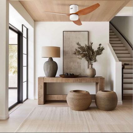 ZEVENTI - LED-Deckenventilator PADUA LED/18W/230V 3000/4000/6000K Wi-Fi Tuya weiß/braun + Fernbedienung