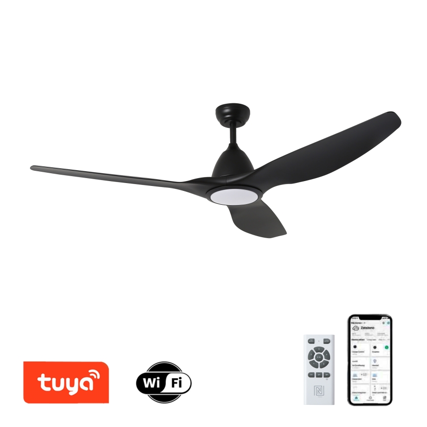 ZEVENTI - Dimmbarer LED-Deckenventilator URBINO LED/20W/230V 3000-6000K Wi-Fi Tuya schwarz + Fernbedienung