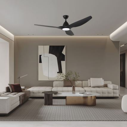 ZEVENTI - Dimmbarer LED-Deckenventilator URBINO LED/20W/230V 3000-6000K Wi-Fi Tuya schwarz + Fernbedienung