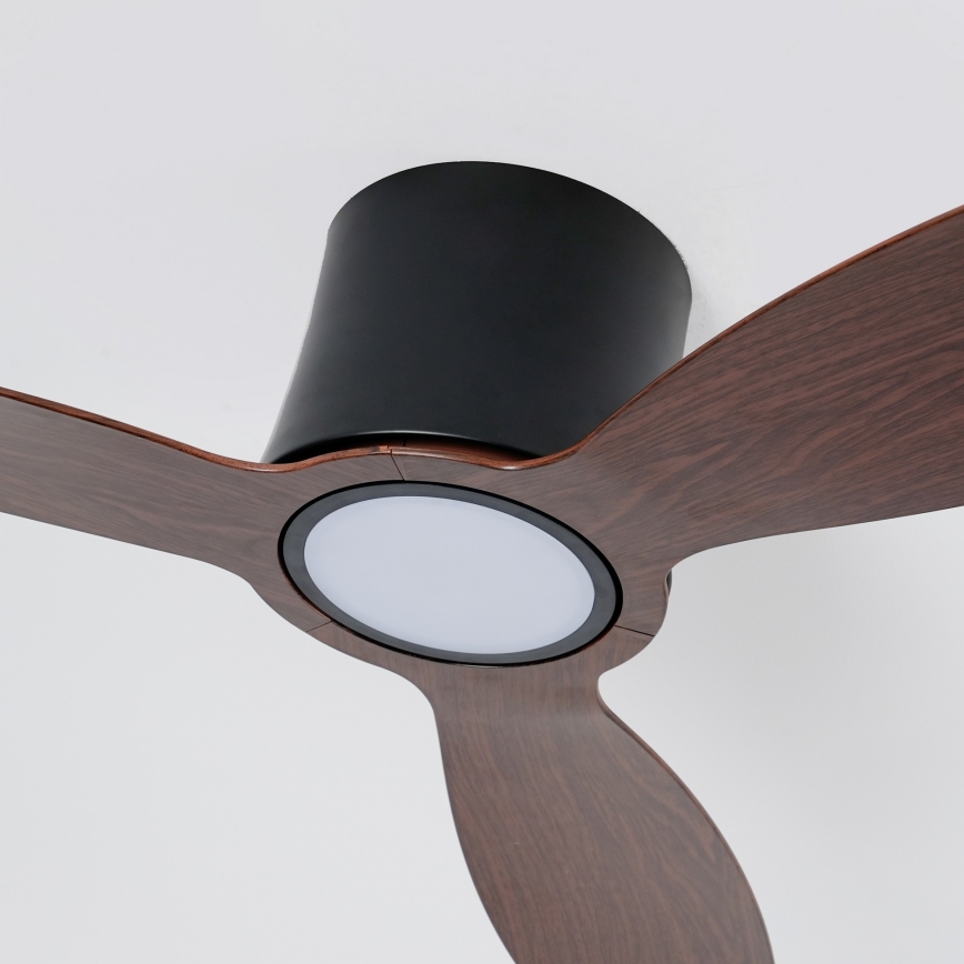 ZEVENTI - LED-dimmbarer Deckenventilator VENTORA LED/24W/230V 3000/4000/6000K Wi-Fi Tuya schwarz/Nussbaum + Fernbedienung