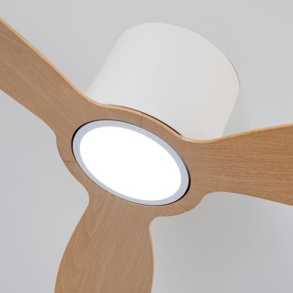 ZEVENTI - Dimmbarer LED-Deckenventilator VENTORA LED/24W/230V 3000/4000/6000K Wi-Fi Tuya weiß/Eiche + Fernbedienung