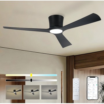 ZEVENTI - LED dimmbarer Deckenventilator AUREX LED/24W/230V 3000/4000/6000K Wi-Fi Tuya schwarz + Fernbedienung