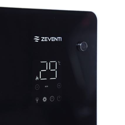 ZEVENTI - Smart wandmontierter elektrischer Direktheizer/Konvektor mit LCD-Display 1000/2000W/230V Wi-Fi schwarz
