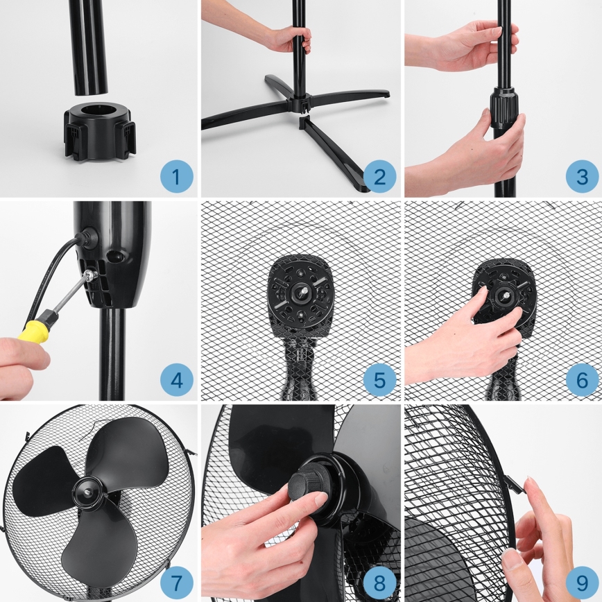 ZEVENTI - Standventilator FLOW 40W/230V 120 cm schwarz