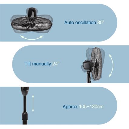 ZEVENTI - Standventilator FLOW 40W/230V 120 cm schwarz