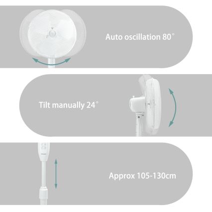 ZEVENTI - Standventilator FLOW 40W/230V weiß