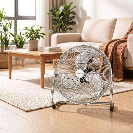 ZEVENTI - Standventilator FLOW 100 W/230 V, Ø 54 cm, hochglanzverchromt