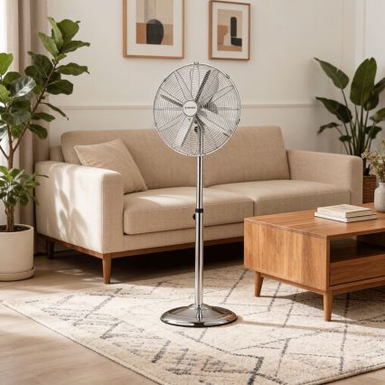 ZEVENTI - Standventilator FLOW 50W/230V 125 cm, hochglänzender Chrom