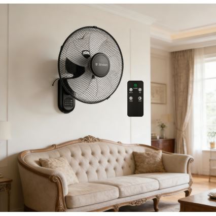 ZEVENTI - Wandventilator FANNY 45W/230V Ø 41 cm schwarz + Fernbedienung