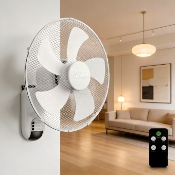 ZEVENTI - Wandventilator FANNY 45W/230V Ø 41 cm weiß + Fernbedienung