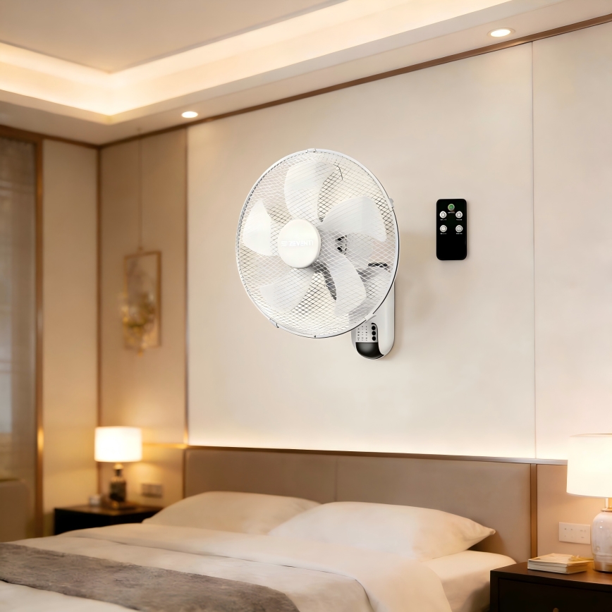 ZEVENTI - Wandventilator FANNY 45W/230V Ø 41 cm weiß + Fernbedienung