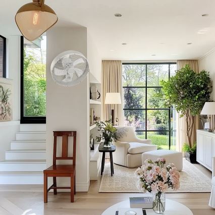 ZEVENTI - Wandventilator FANNY 50W/230V Ø 45 cm mattchrom + Fernbedienung