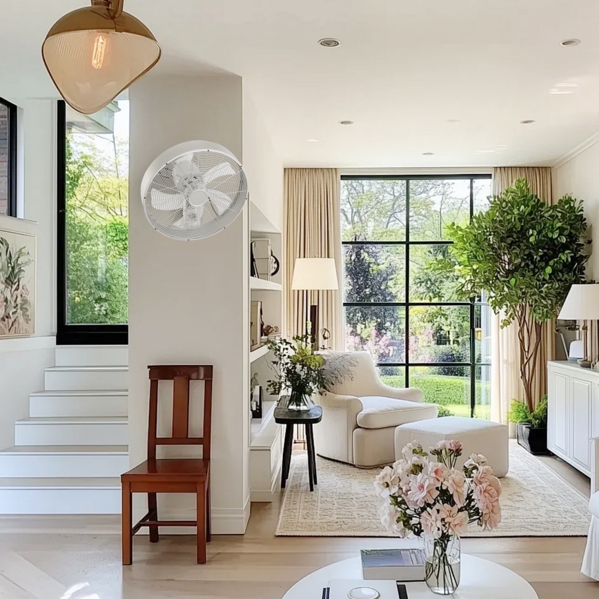 ZEVENTI - Wandventilator FANNY 50W/230V Ø 45 cm mattchrom + Fernbedienung