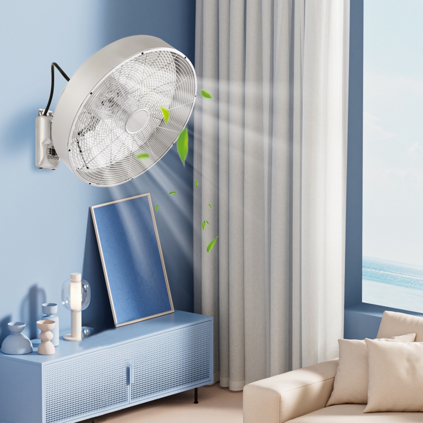 ZEVENTI - Wandventilator FANNY 50W/230V Ø 45 cm mattchrom + Fernbedienung