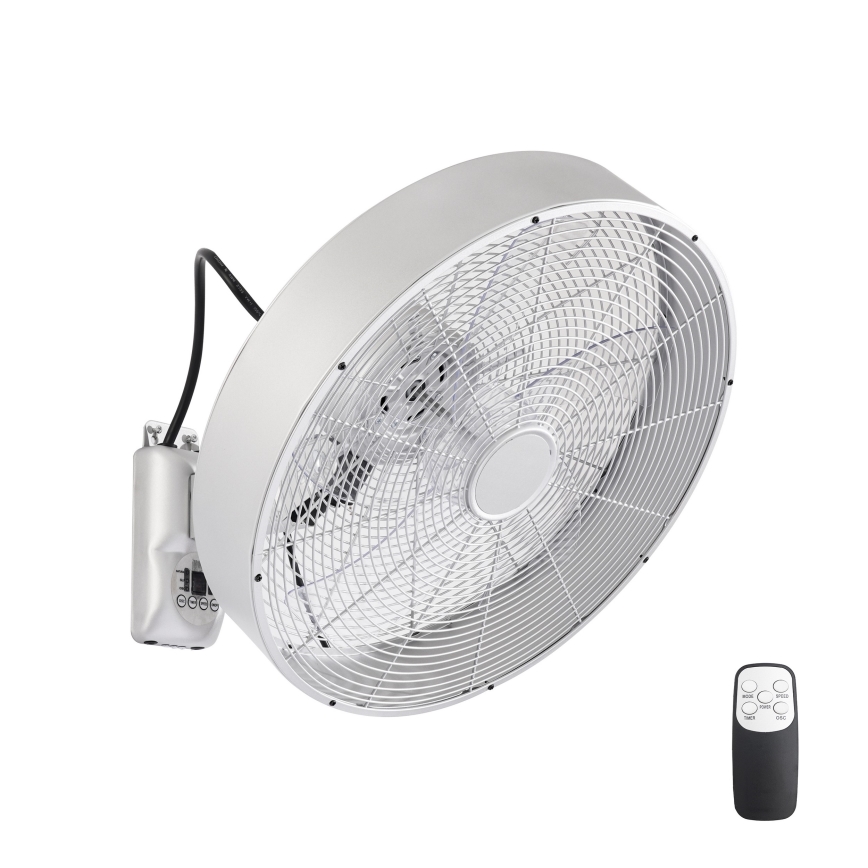 ZEVENTI - Wandventilator FANNY 50W/230V Ø 45 cm mattchrom + Fernbedienung